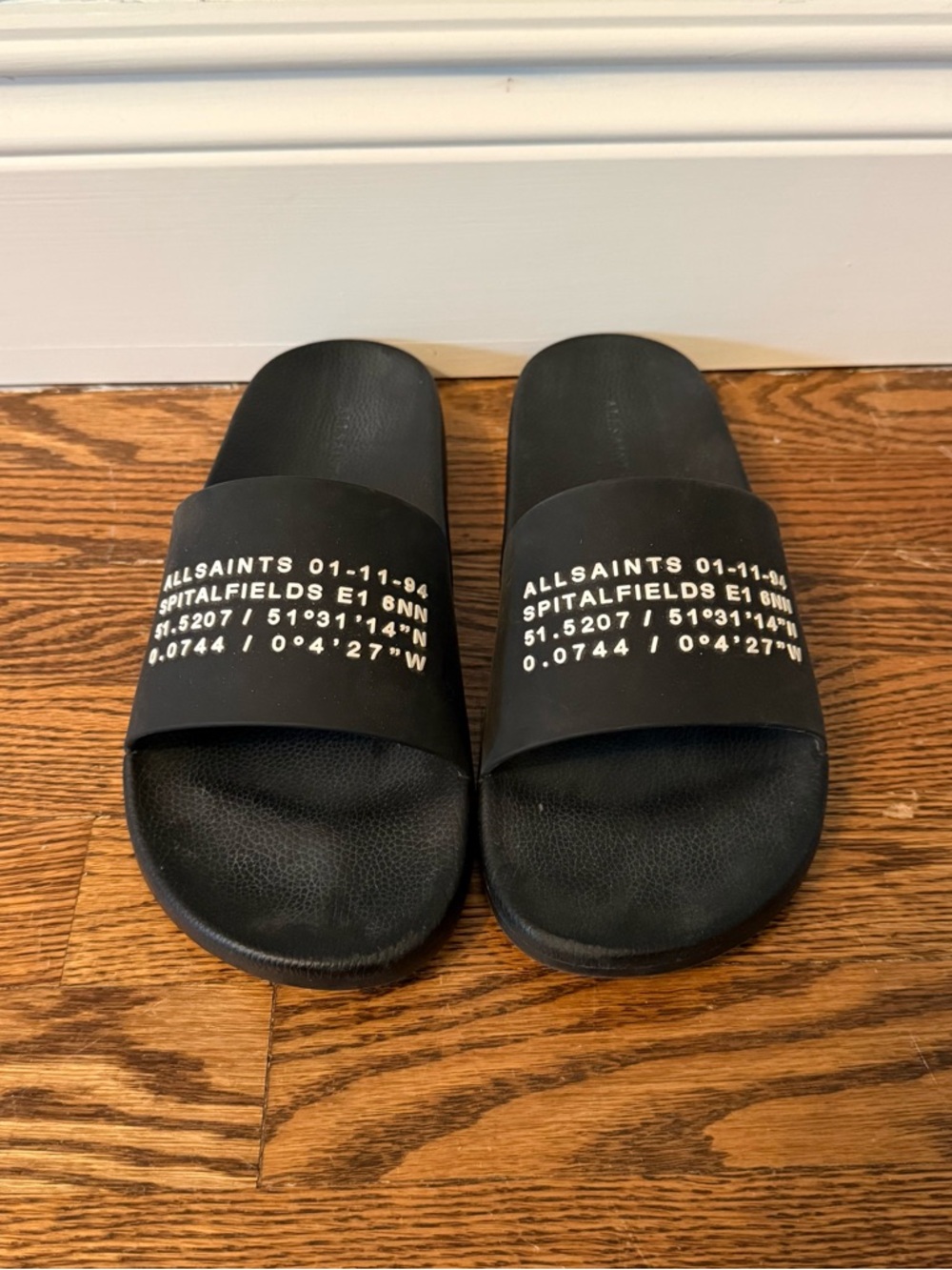 ⭐️ AllSaints Black Logo Slide Sandals - White Text
